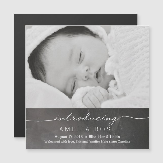 Chalkboard Full Photo Baby Announcement (Front/Back)