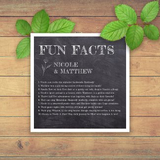 Chalkboard Fun Facts Personalized Wedding Napkins