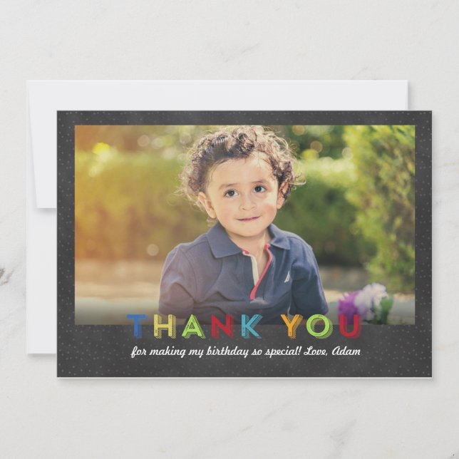 Chalkboard Fun Thank You Photo Card (Front)