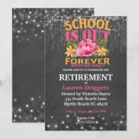 Chalkboard Funny Teacher Floral Retirement  