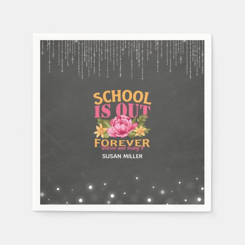 Chalkboard Funny Teacher Floral Retirement 