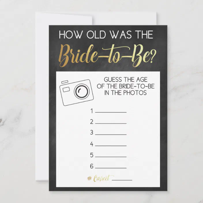 Chalkboard Game- Guess Bride's Age from Photos |