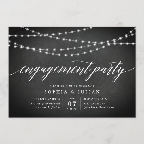 Chalkboard Garland Engagement Party Invitation