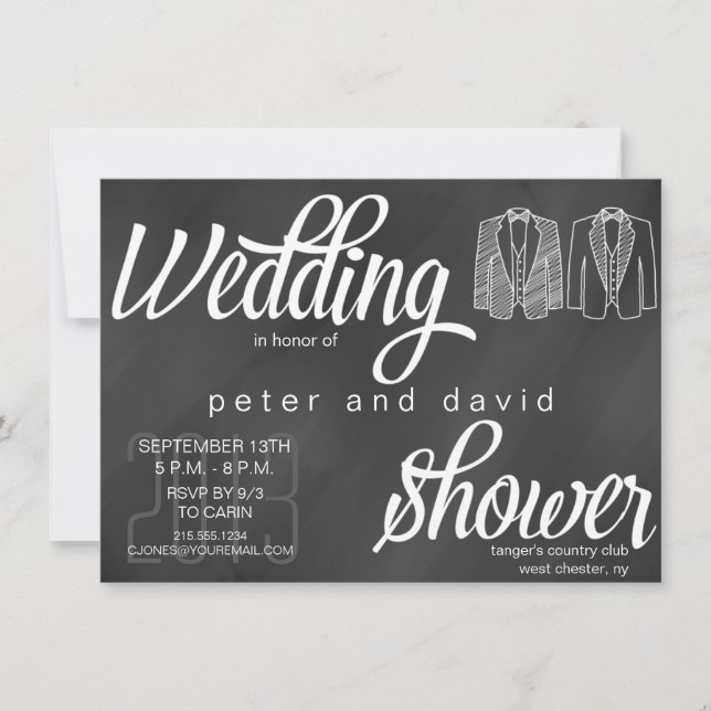 Chalkboard Gay Wedding Shower Invitation (Front)