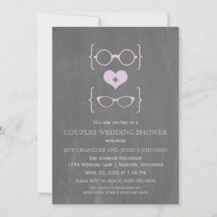 Chalkboard Geeky Glasses Couples Shower Invite