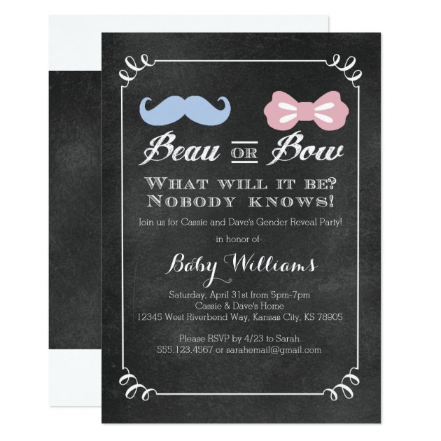 Chalkboard Gender Reveal Baby Shower Invitation