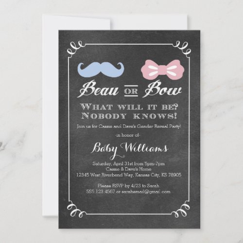 Chalkboard Gender Reveal Baby Shower Invitation