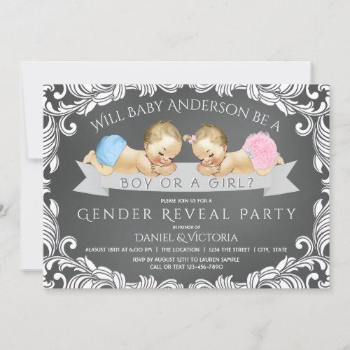 Chalkboard Gender Reveal Baby Shower Invitation