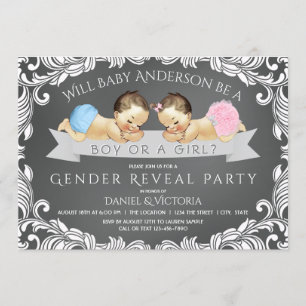 Chalkboard Gender Reveal Baby Shower Invitations