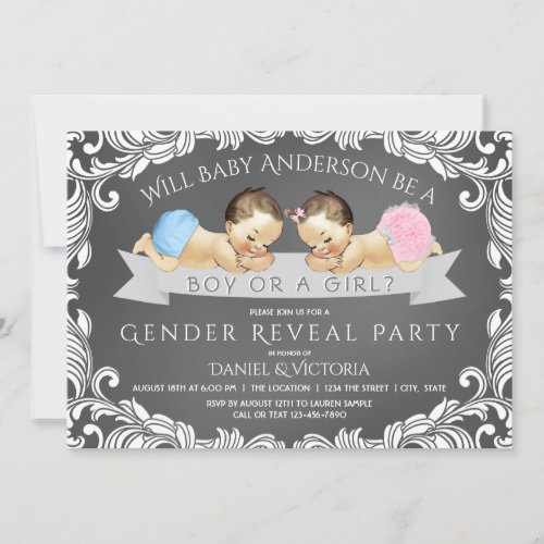 Chalkboard Gender Reveal Baby Shower Invitations