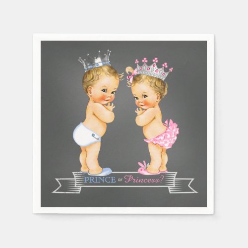 Chalkboard Gender Reveal Blonde Prince Princess Napkins