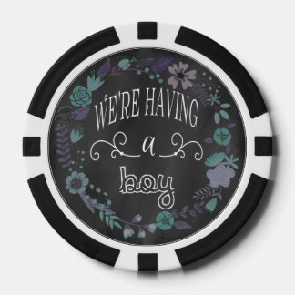 Chalkboard Gender Reveal Boy Souvenier Poker Chip