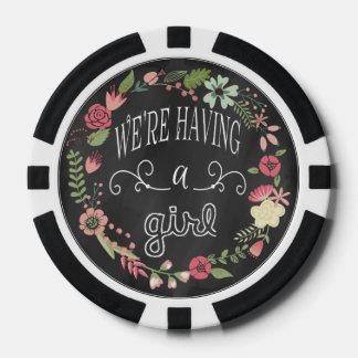 Chalkboard Gender Reveal Girl Souvenir Poker Chip