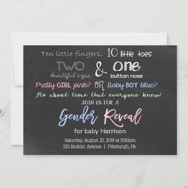 Chalkboard Gender Reveal Invitation (Front)