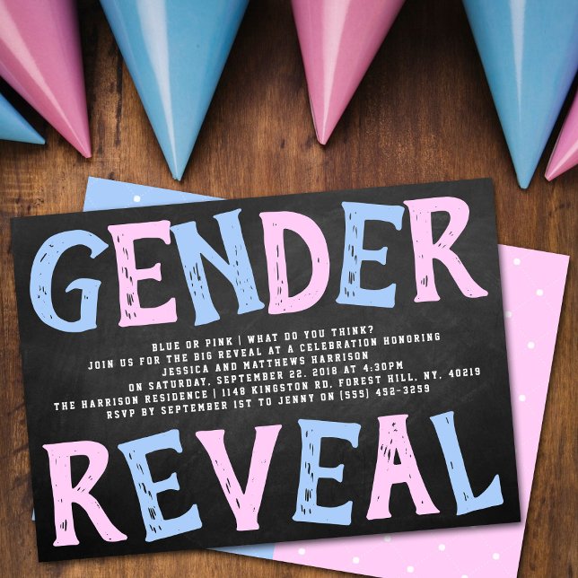 Chalkboard Gender Reveal Party! Baby Shower Invitation (Creator Uploaded)