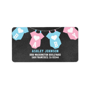 Chalkboard GENDER REVEAL Party Baby Shower Label
