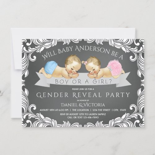 Chalkboard Gender Reveal Shower Invitation