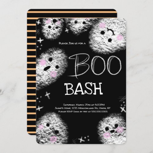 Chalkboard Ghost Boo Costume Halloween Birthday Invitation