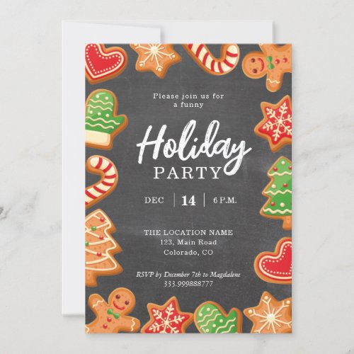 Chalkboard Gingerbread Holiday Party Invitation