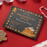 Chalkboard Gingerbread House Decorating Party Invitation<br><div class="desc">Amaze your guests with this Christmas party invitation featuring a beautiful gingerbread frame. Simply add your event details on this easy-to-use template to make it a one-of-a-kind invitation. Flip the card over to reveal a red and beige dots pattern on the back of the card.</div>