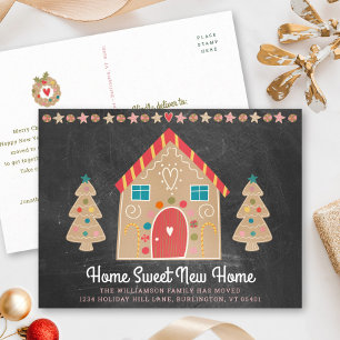 Chalkboard Gingerbread New Home Holiday Moving Announcement Postcard
