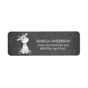 Chalkboard Giraffe Baby Shower Address Label