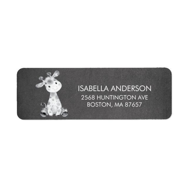 Chalkboard Giraffe Baby Shower Address Label (Front)