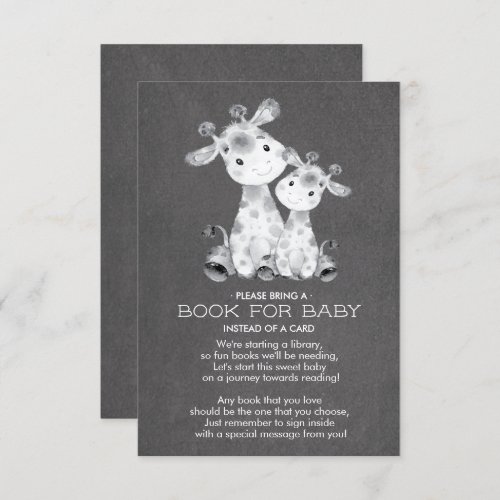 Chalkboard Giraffe Baby Shower Book for Baby Card