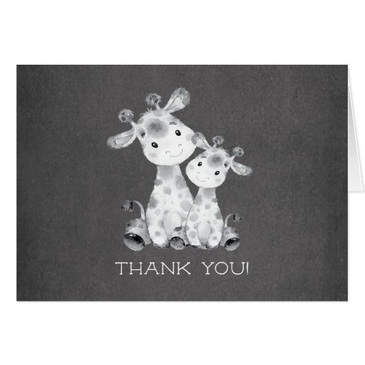 Chalkboard Giraffe  Baby Shower Thank You Note (Front Horizontal)