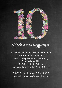 10th birthday invitations zazzle