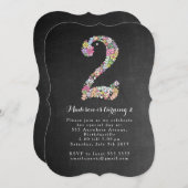 Chalkboard Girls Floral 2nd Birthday Party Invite (Front/Back)