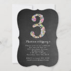 Chalkboard Girls Floral 3rd Birthday Party Invite