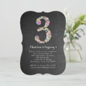 Chalkboard Girls Floral 3rd Birthday Party Invite (Standing Front)