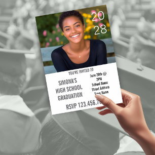 Chalkboard Girl's Photo High School Year  Invitation