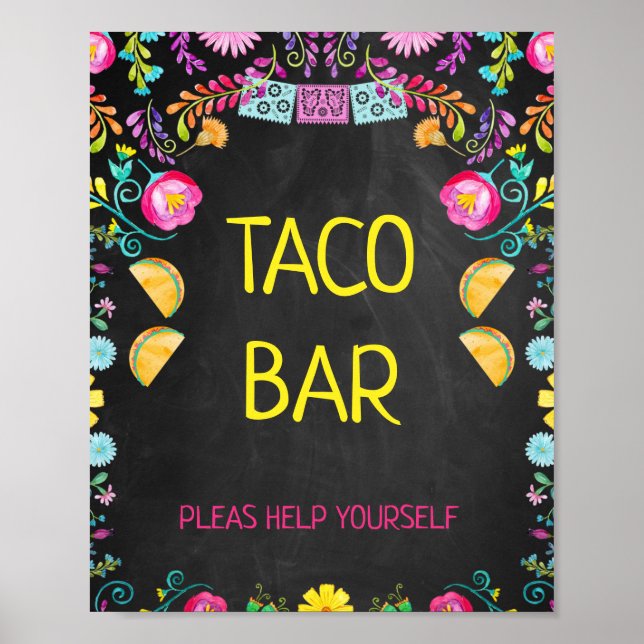 Chalkboard Girls Taco Twosday 2nd Birthday Sign (Front)