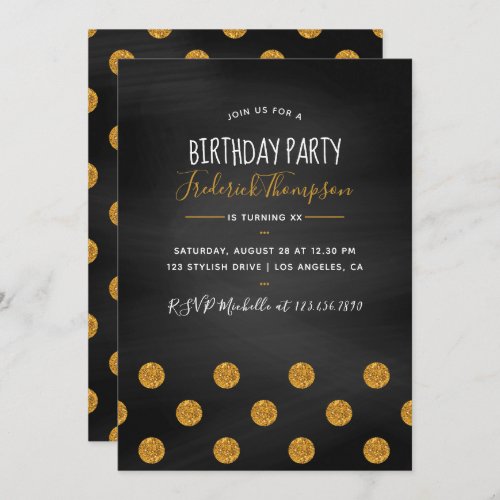 Chalkboard glitter confetti Birthday Adult Party Invitation