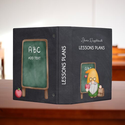 Chalkboard Gnome Teacher With Apple Mini Binder