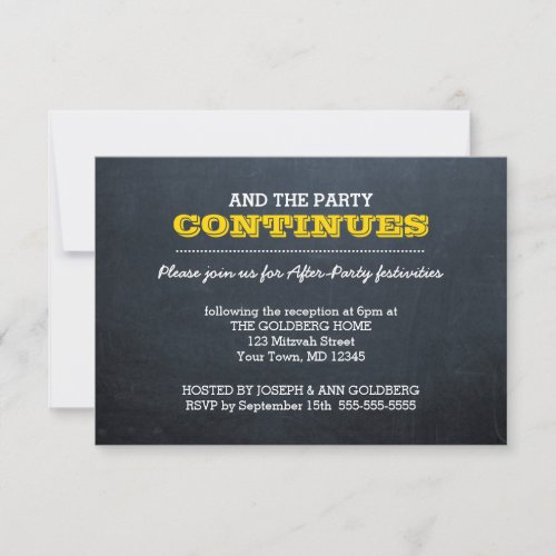Chalkboard Gold After Party Invitation