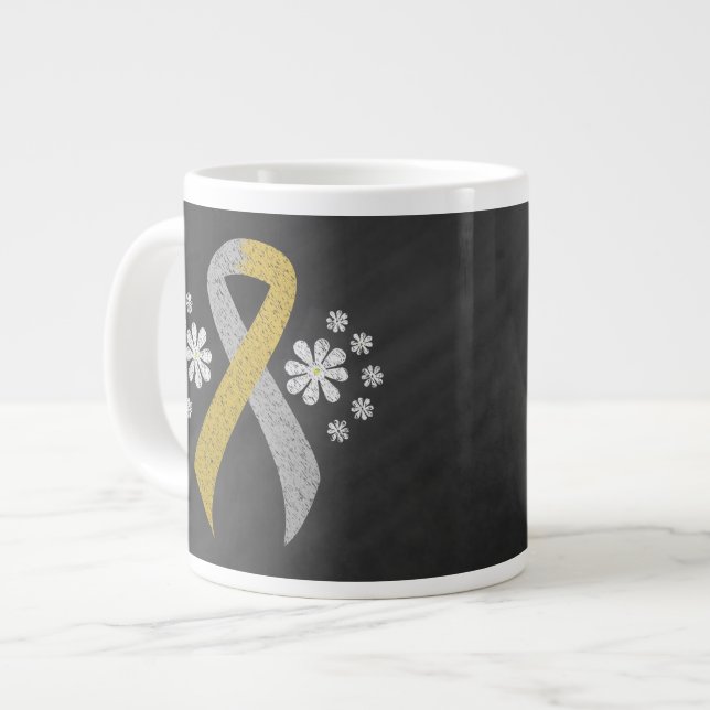 Chalkboard Gold and Silver Ribbon Giant Coffee Mug (Front Left)
