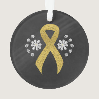 Chalkboard Gold Awareness Ribbon Ornament