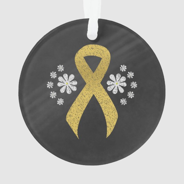 Chalkboard Gold Awareness Ribbon Ornament (Back)