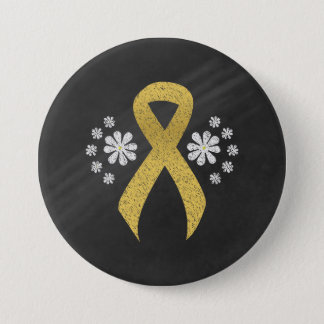 Chalkboard Gold Awareness Ribbon Pinback Button
