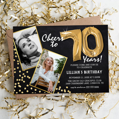 Chalkboard Gold Balloons 2 Photo 70th Birthday