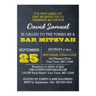 Chalkboard Gold Bar Mitzvah Invitation