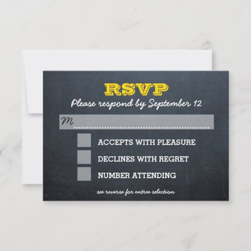 Chalkboard Gold Bar Mitzvah RSVP Card with Entree