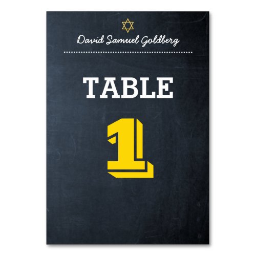 Chalkboard Gold Bar Mitzvah Table Card