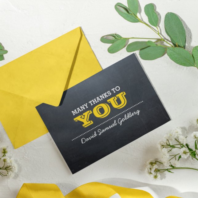 Chalkboard Gold Bar Mitzvah Thank You Note (Creator Uploaded)