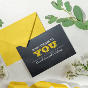 Chalkboard Gold Bar Mitzvah Thank You Note Card