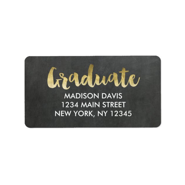 Chalkboard Gold Foil Graduation Address Labels