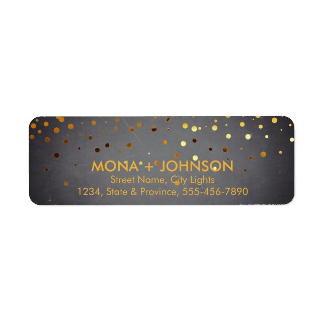 Chalkboard Gold Glitter Sparkle Confetti Dots Label (Front)